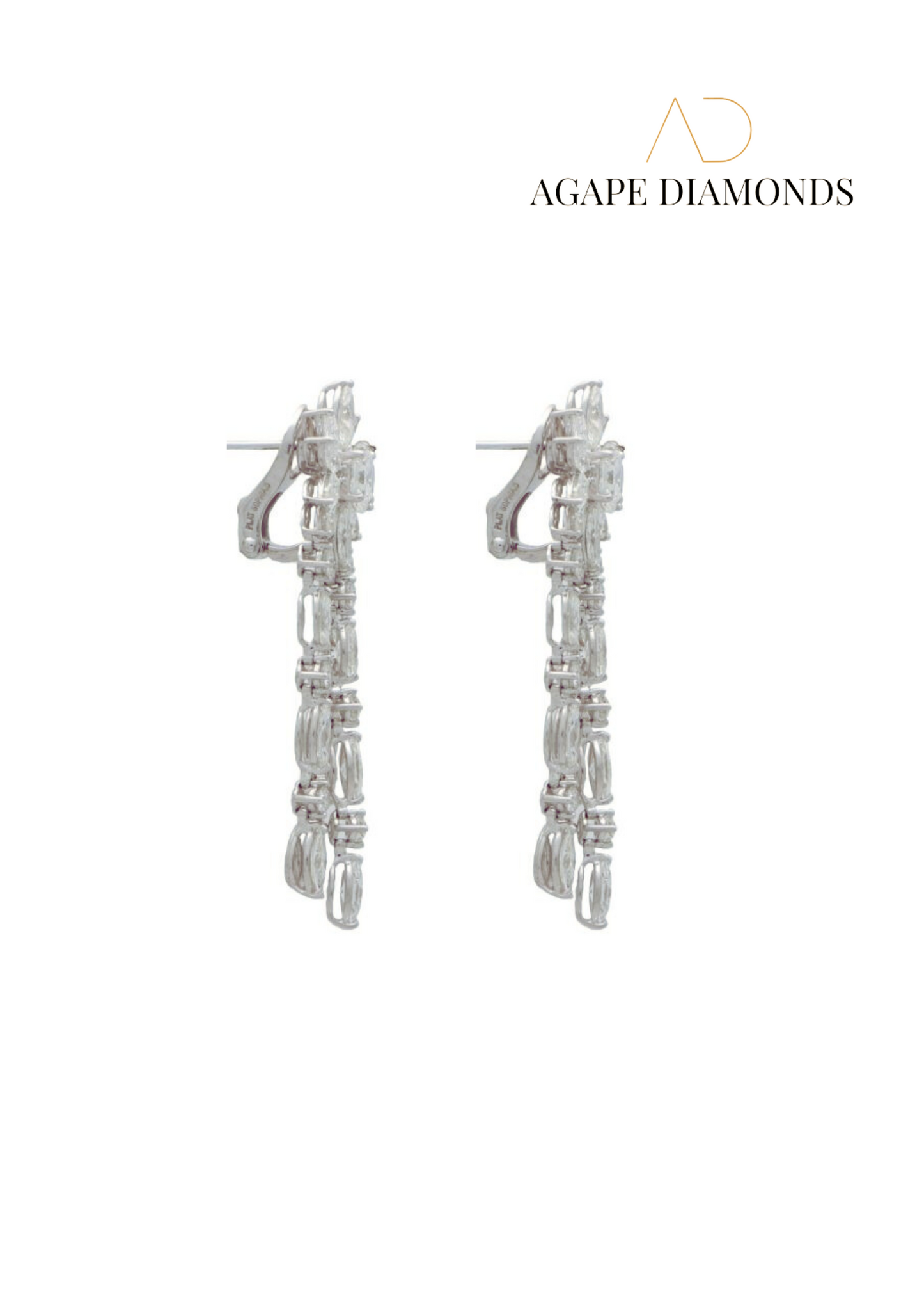 Agape Floral Marquise and Ascher Cut Diamond Drop Earring