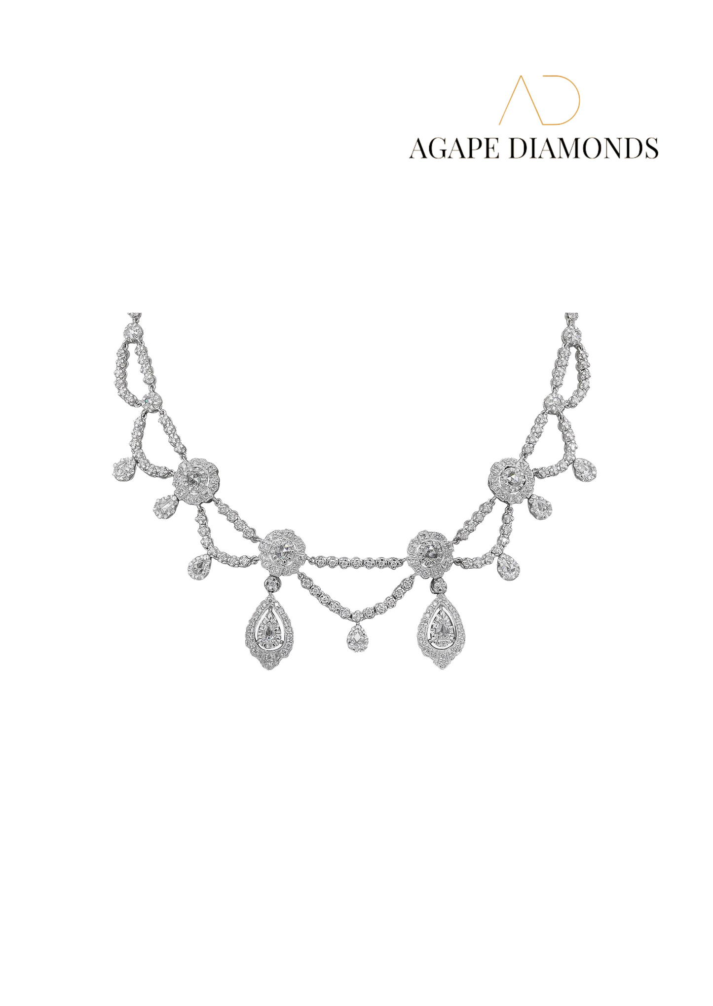 Agape Antique Curtain Style Diamond Necklace