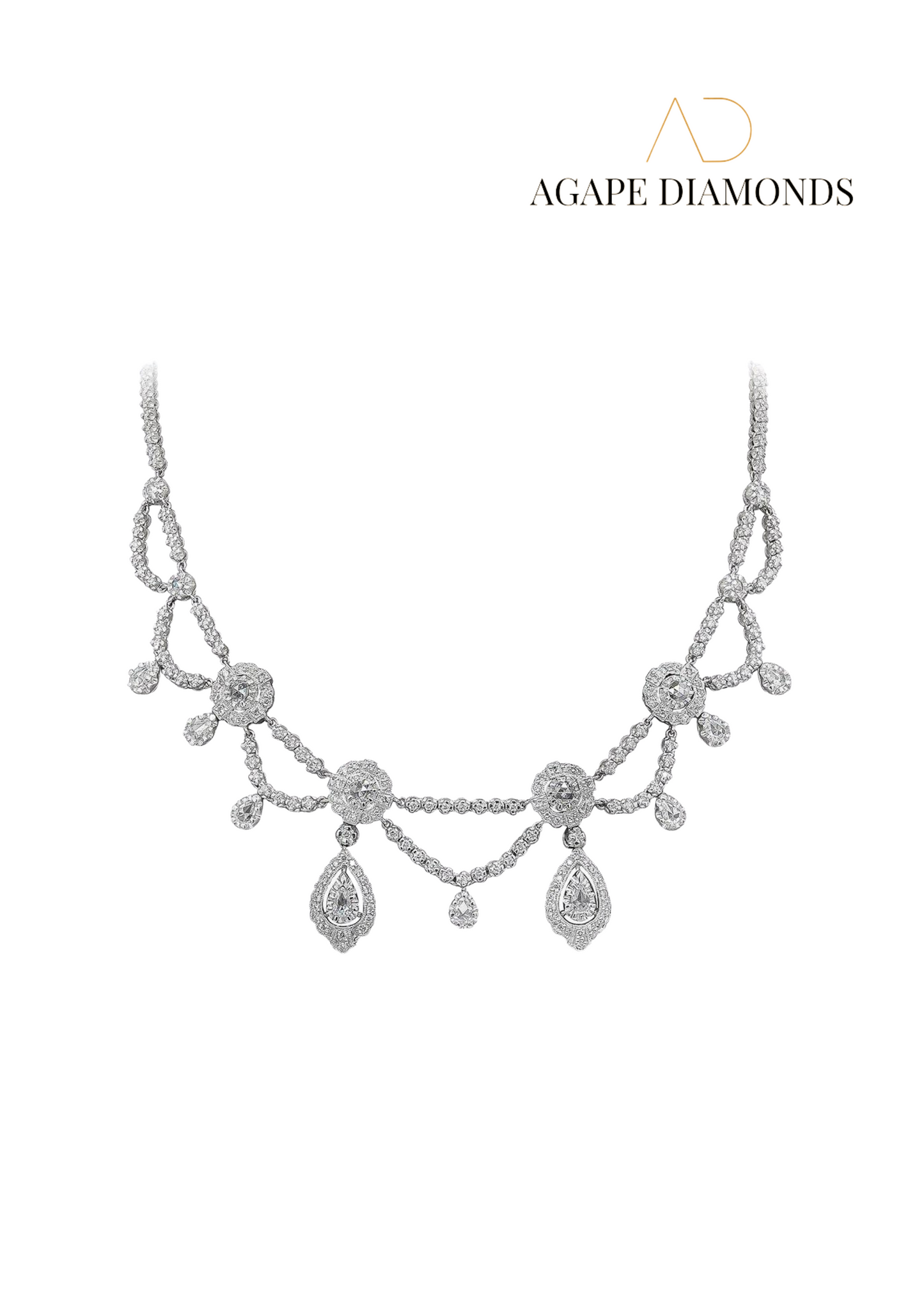 Agape Antique Curtain Style Diamond Necklace