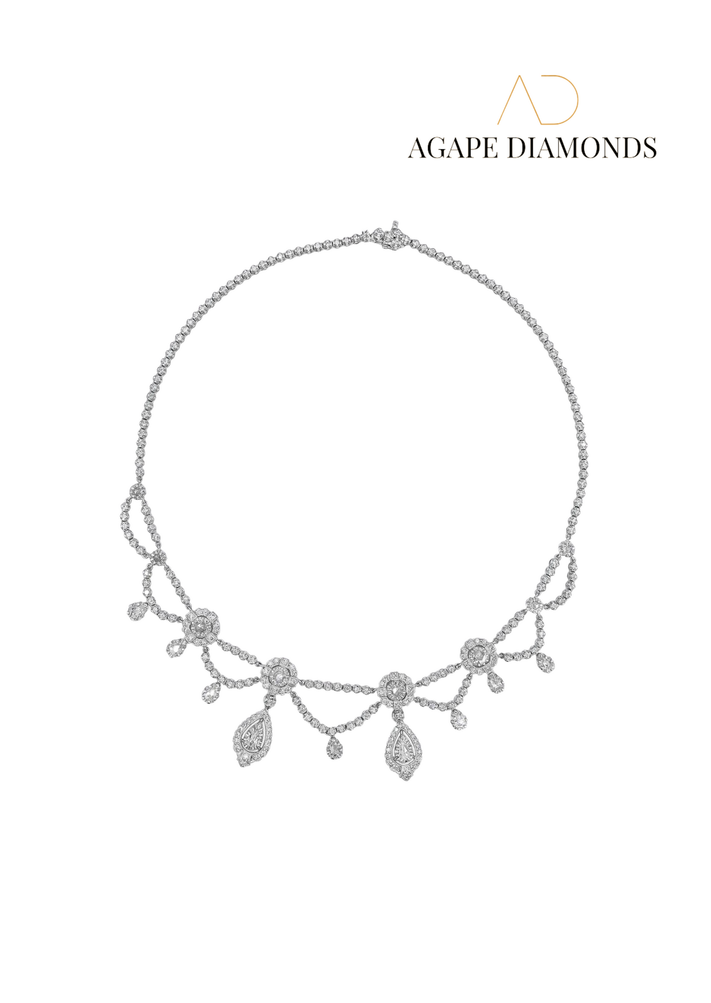 Agape Antique Curtain Style Diamond Necklace