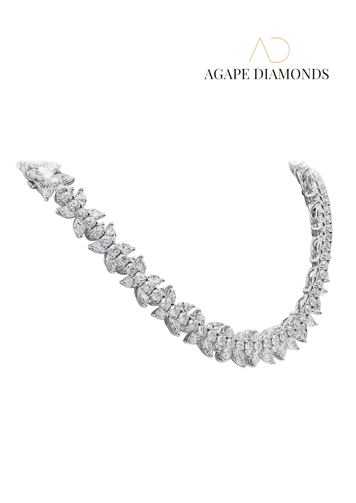 Agape Diamond Floral Motif Necklace in White Gold