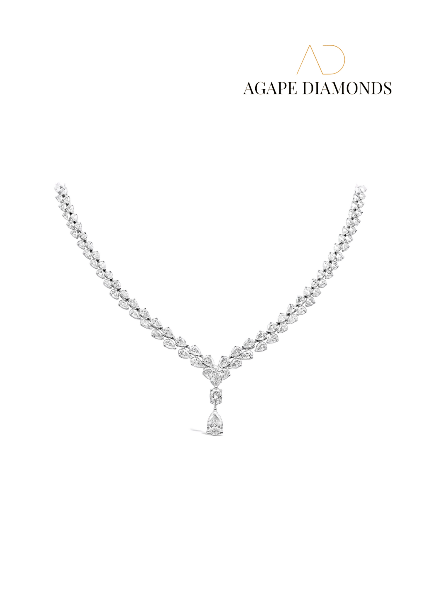 Two Row Graduating Pear Shape Diamond Necklace