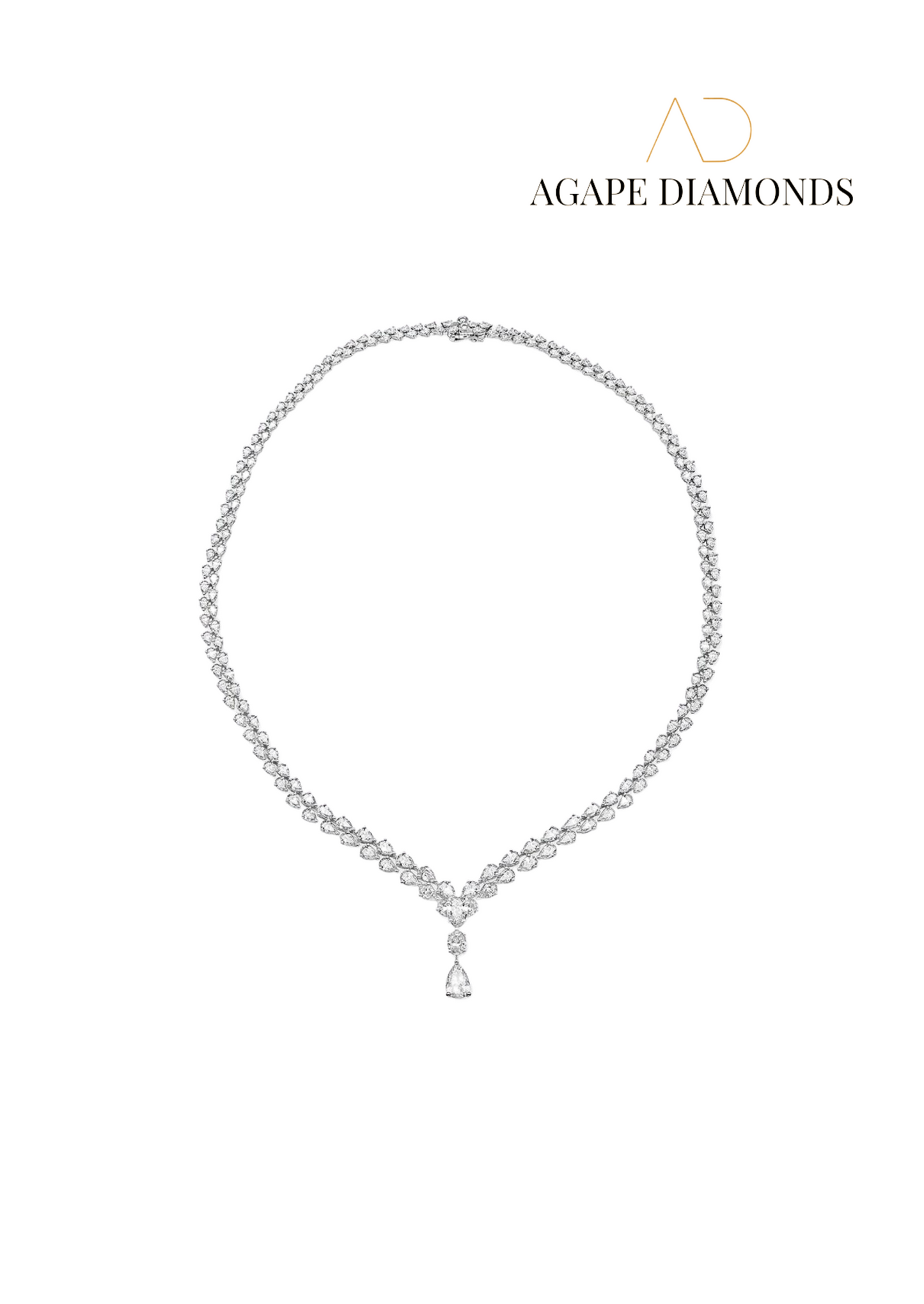 Two Row Graduating Pear Shape Diamond Necklace