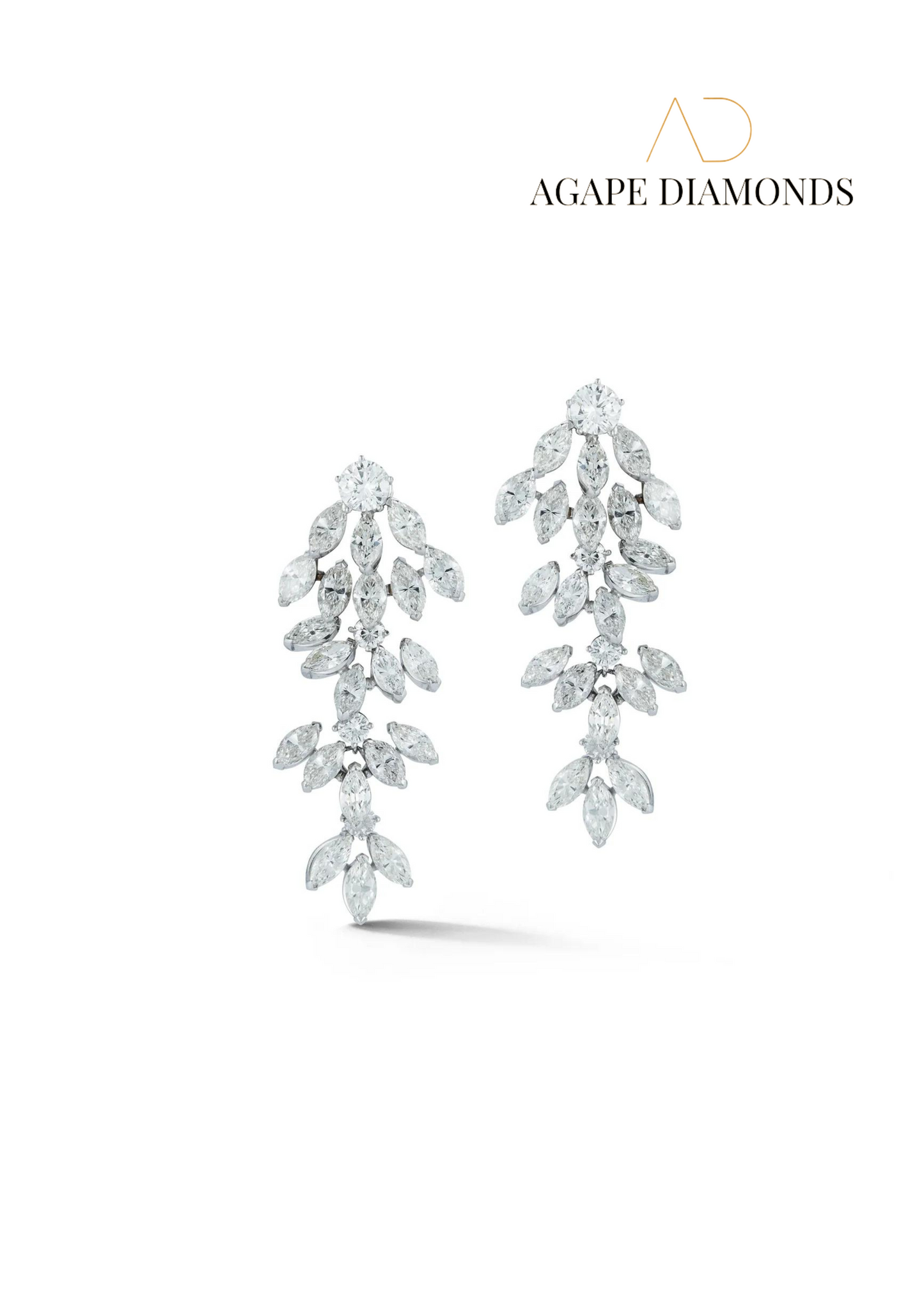 AGAPE MARQUISE CUT DIAMOND DANGLE EARRINGS