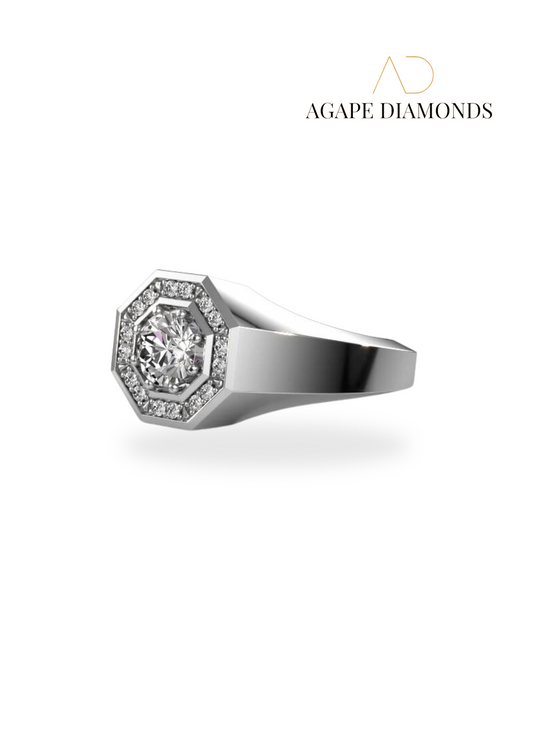 Agape Men's Round Cut Diamond Ring