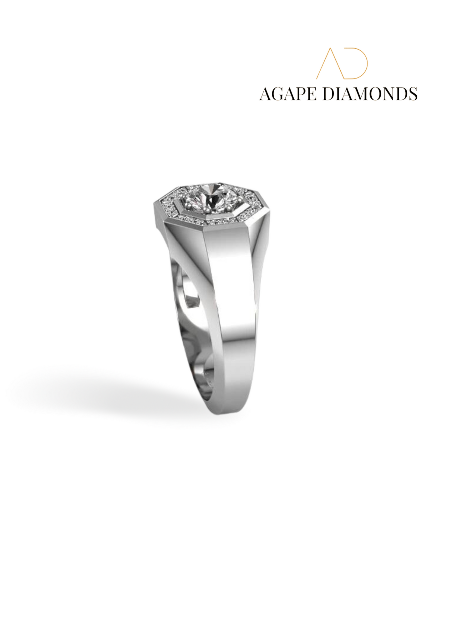 Agape Men's Round Cut Diamond Ring