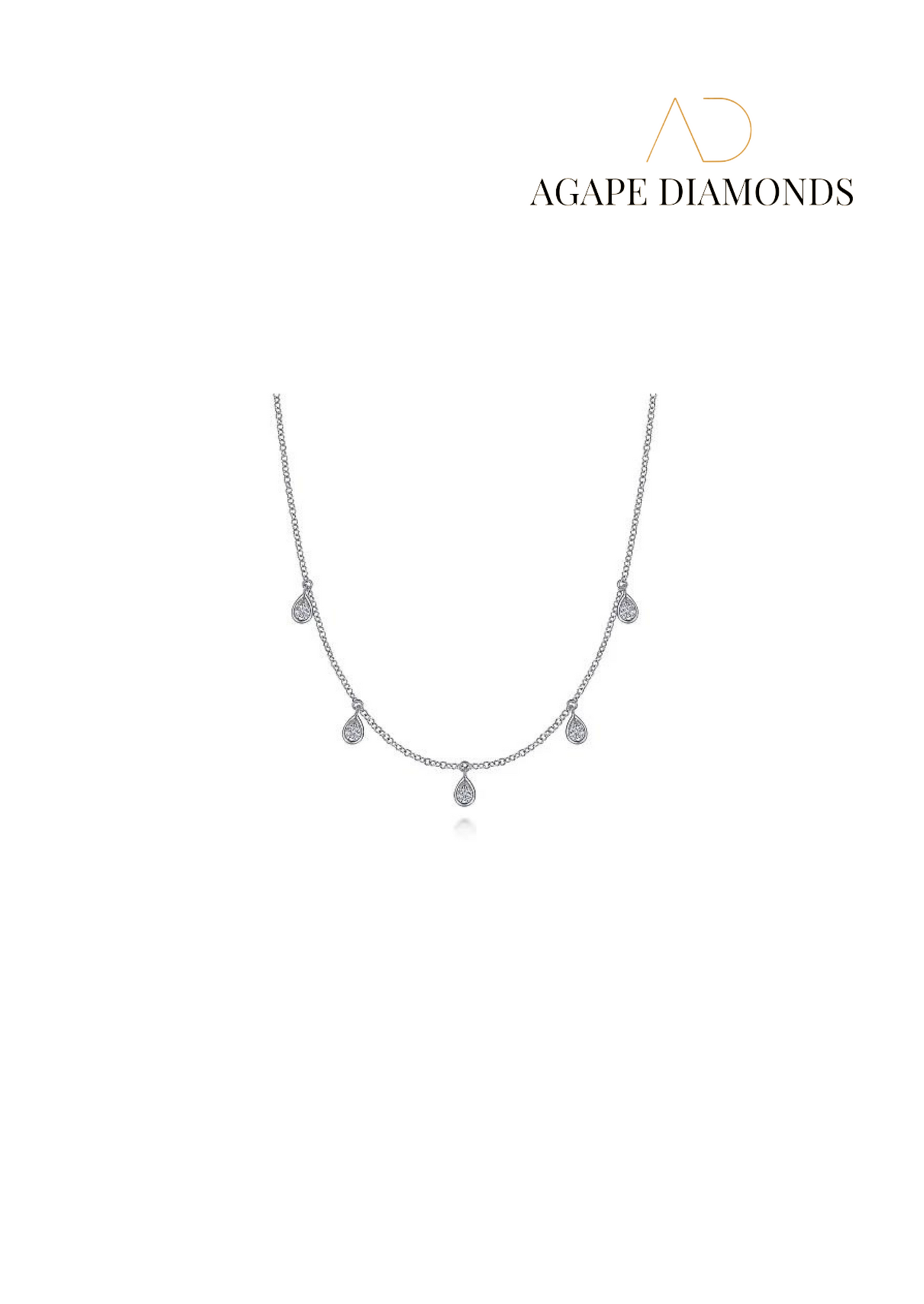 Waterdrop Bezel Set Diamond Drop Necklace