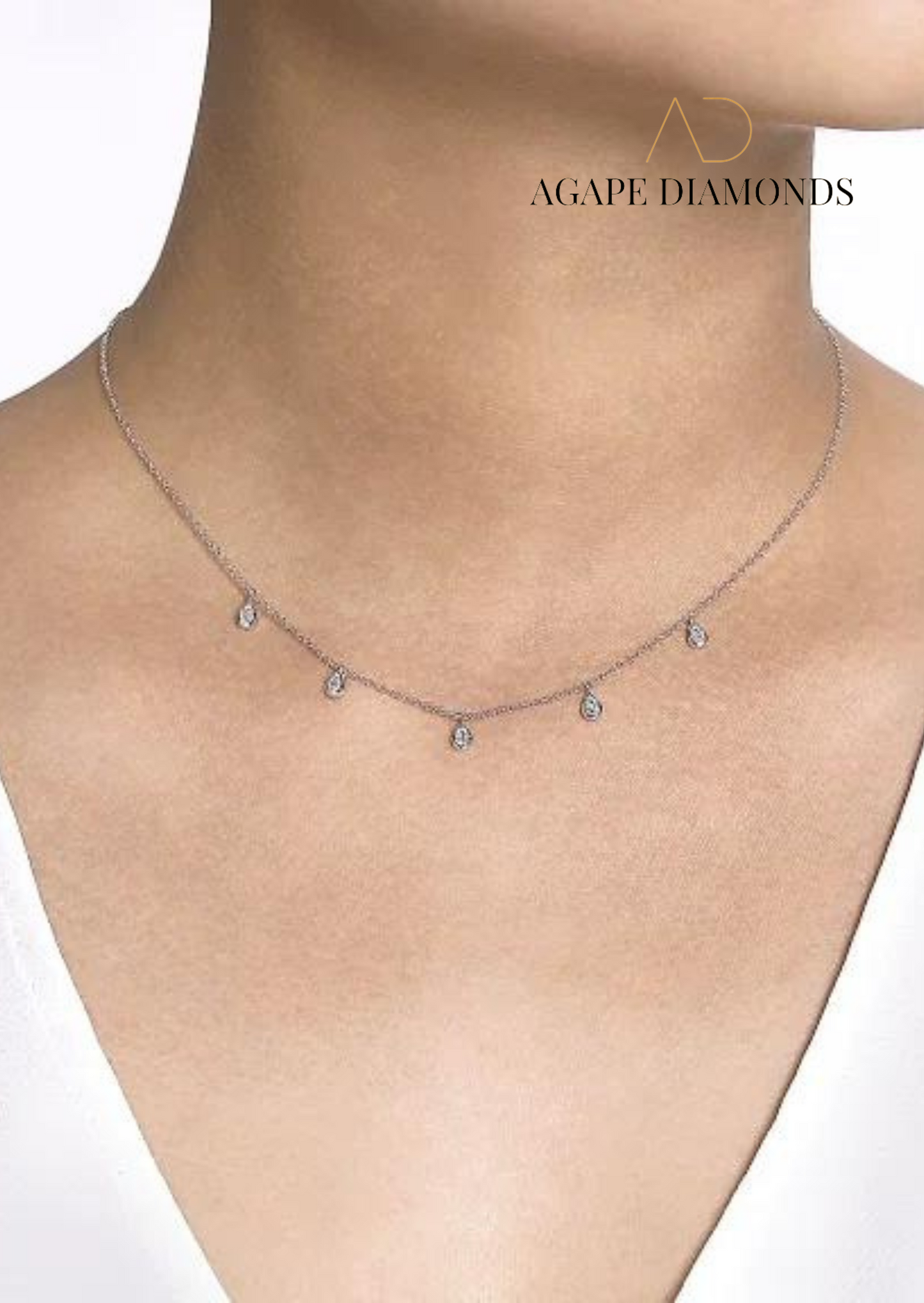 Waterdrop Bezel Set Diamond Drop Necklace