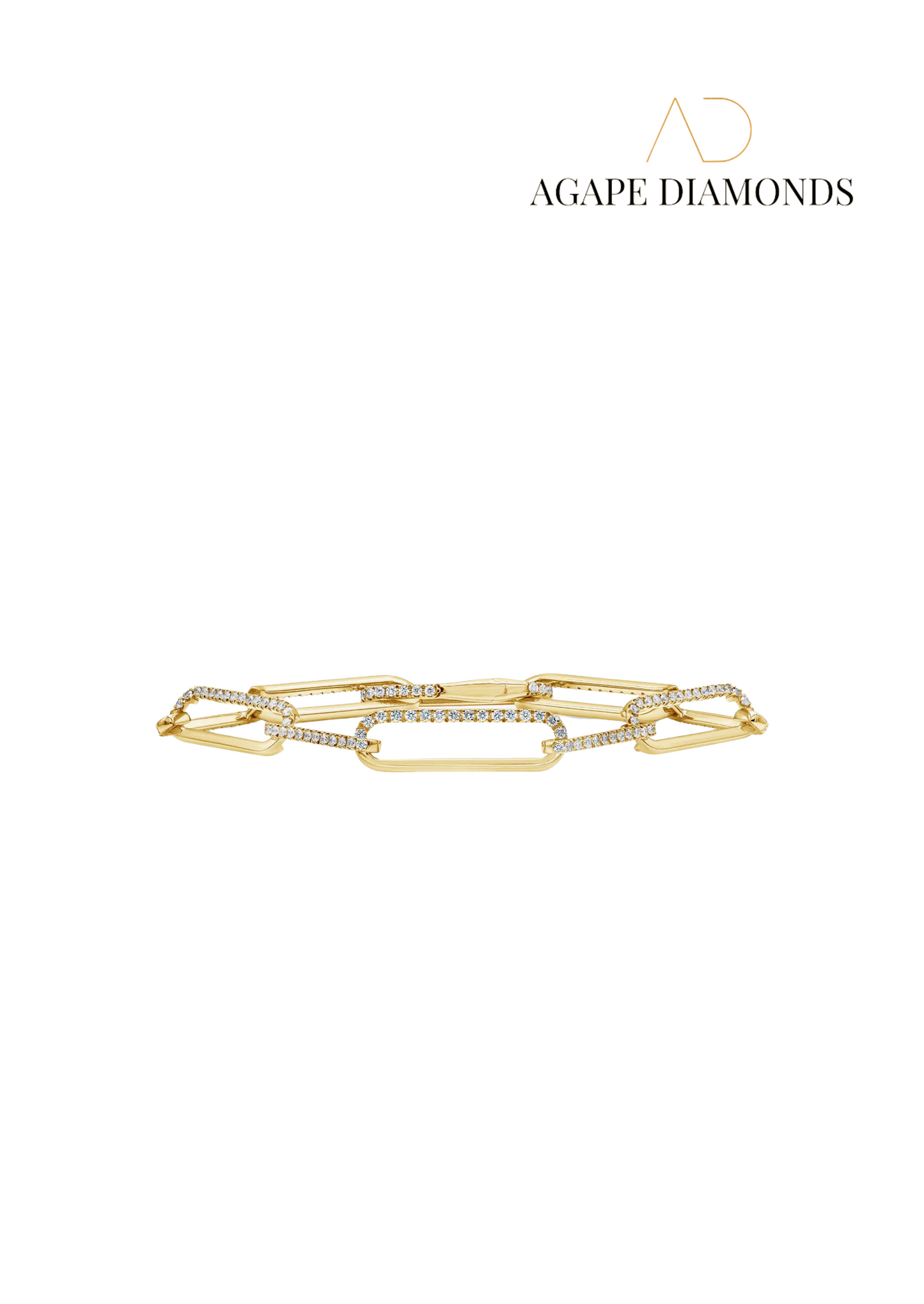 Agape Round Diamond Open Work Design Link Bracelet