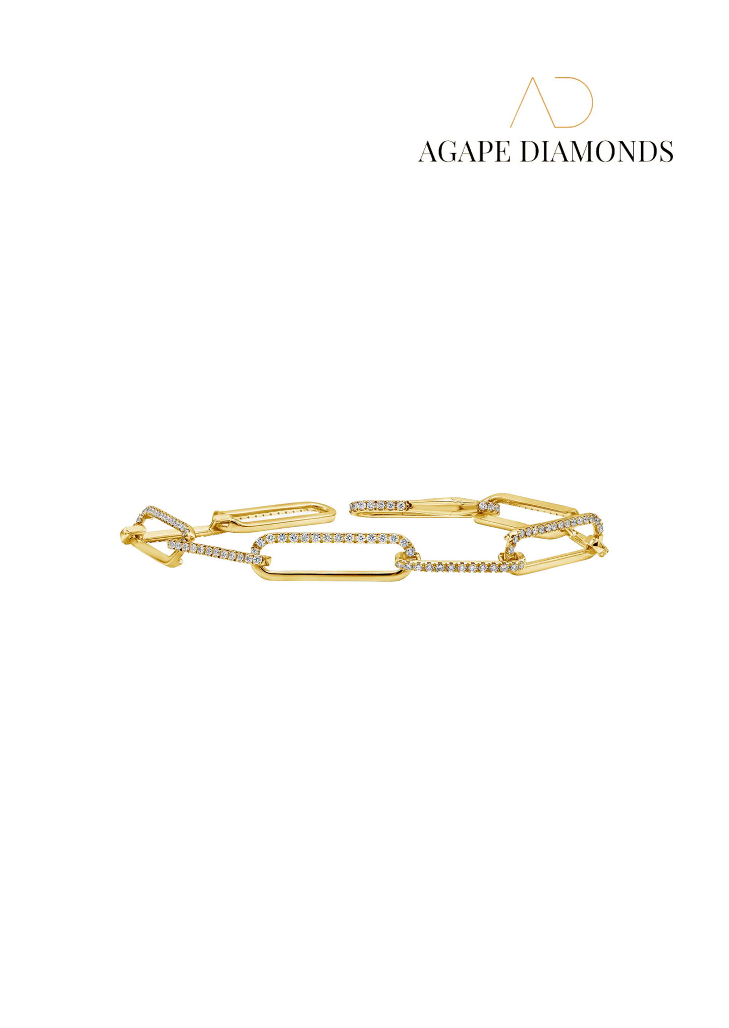 Agape Round Diamond Open Work Design Link Bracelet