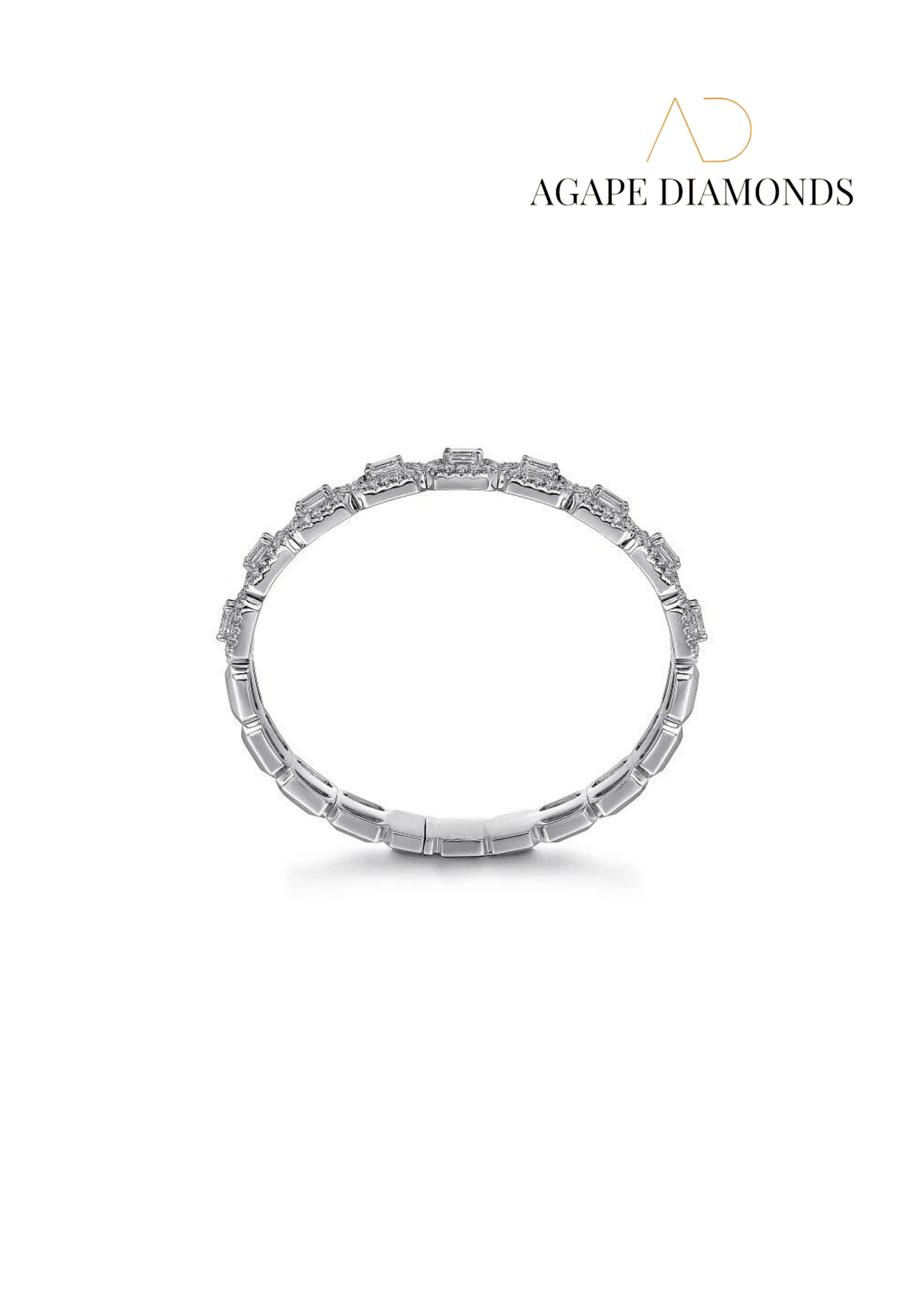 Agape Emerald Cut Diamond Halo Gold Bracelet