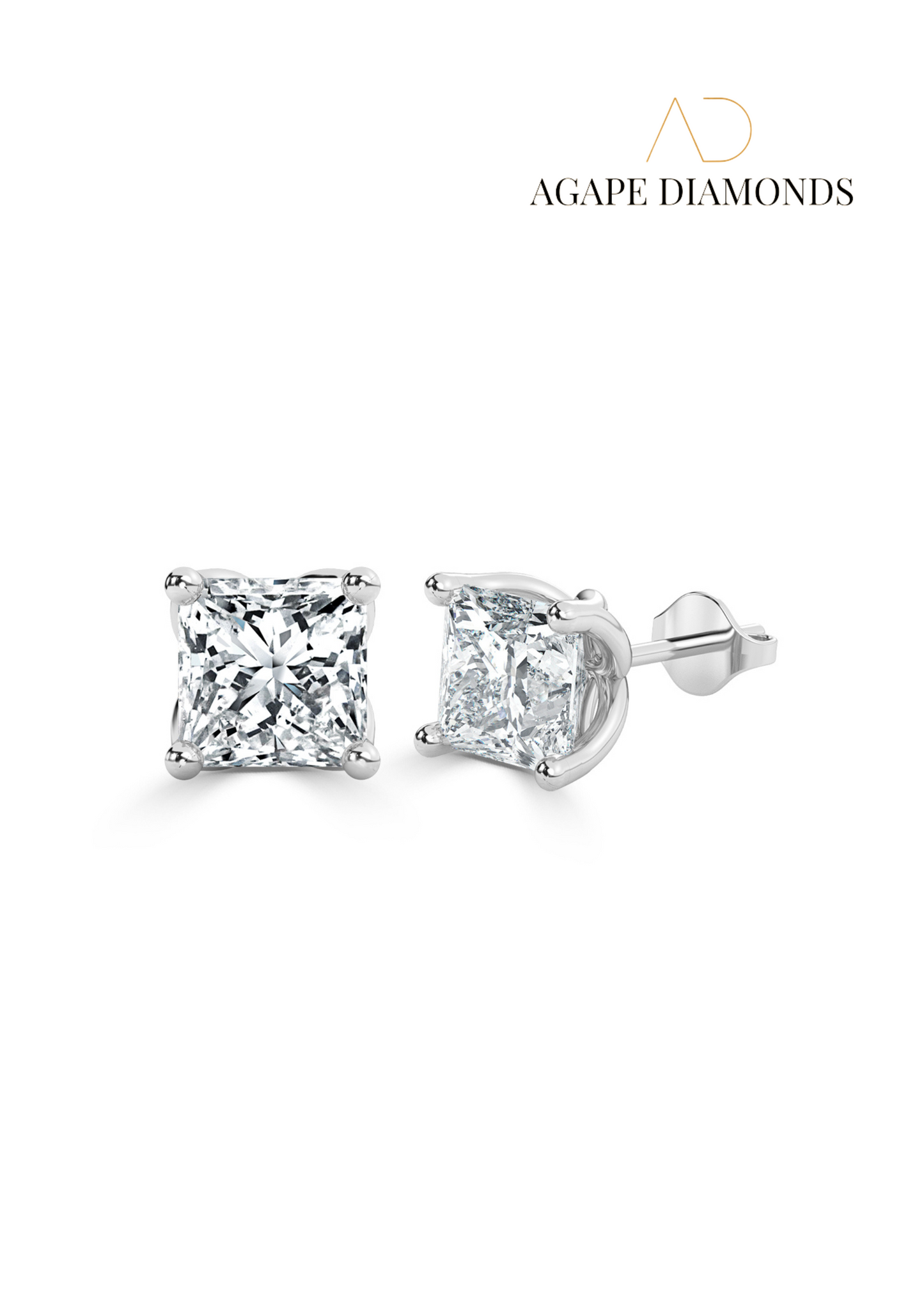 Agape Classic Princess Cut Diamond Earrings(0.50 CT-2.0 CT)