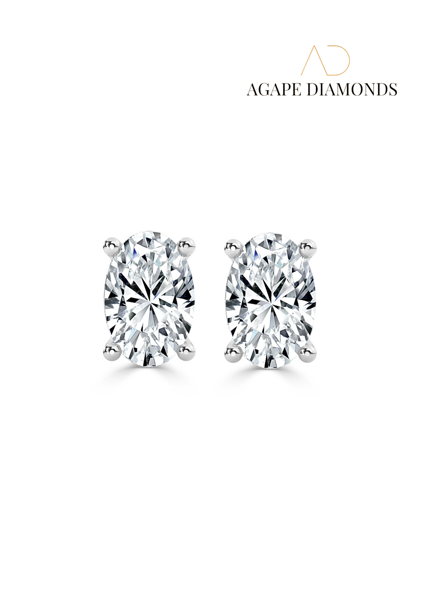 Agape Classic Oval Cut Diamond Earrings(0.50 CT-2.0 CT)