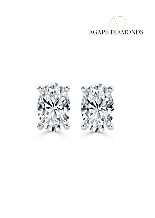 Agape Classic Oval Cut Diamond Earrings(0.50 CT-2.0 CT)