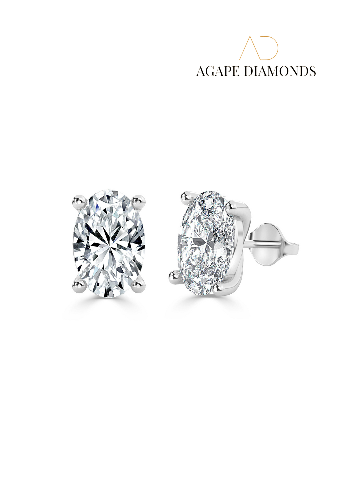 Agape Classic Oval Cut Diamond Earrings(0.50 CT-2.0 CT)