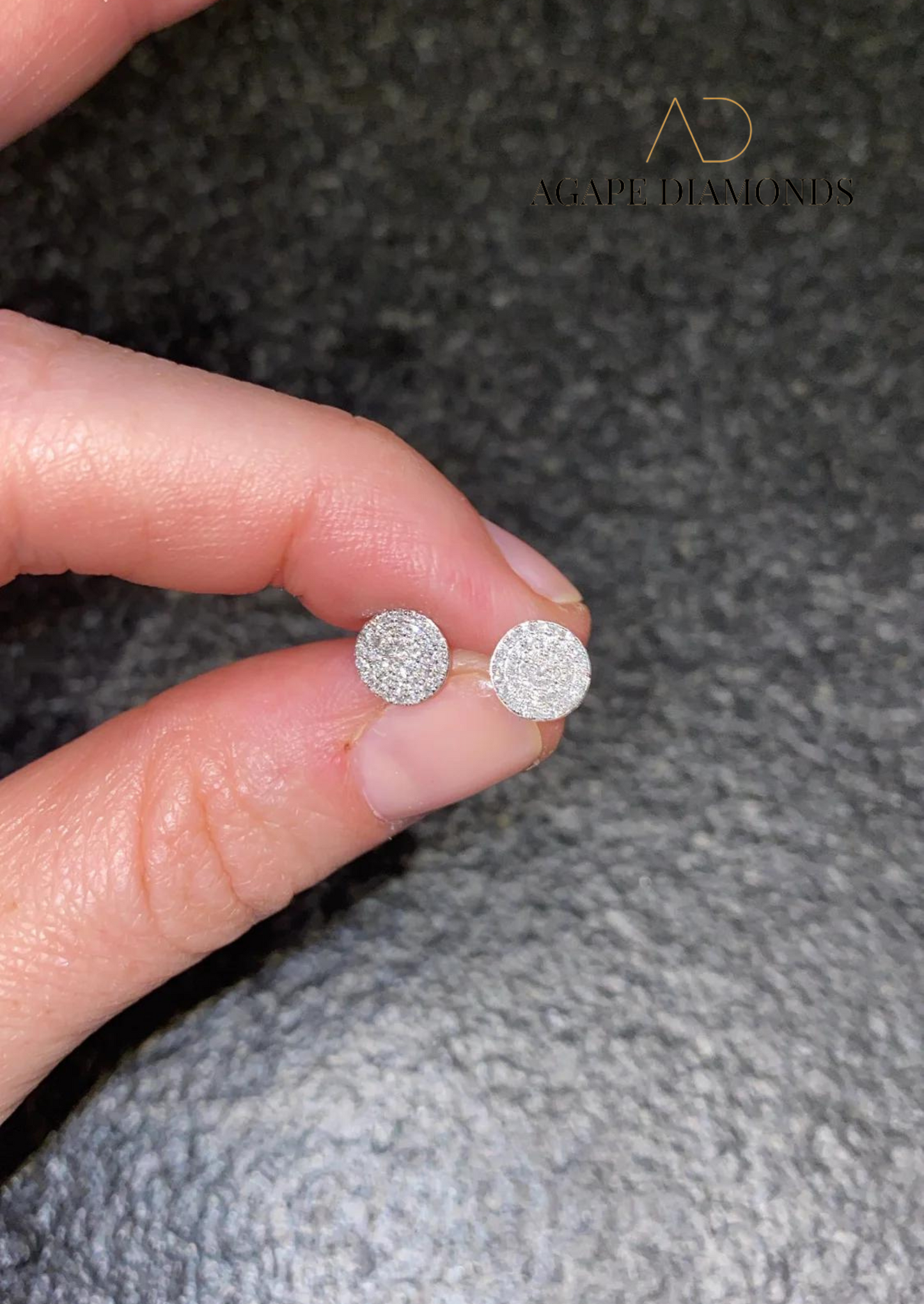 Agape Small Pave Diamond Disc Earrings