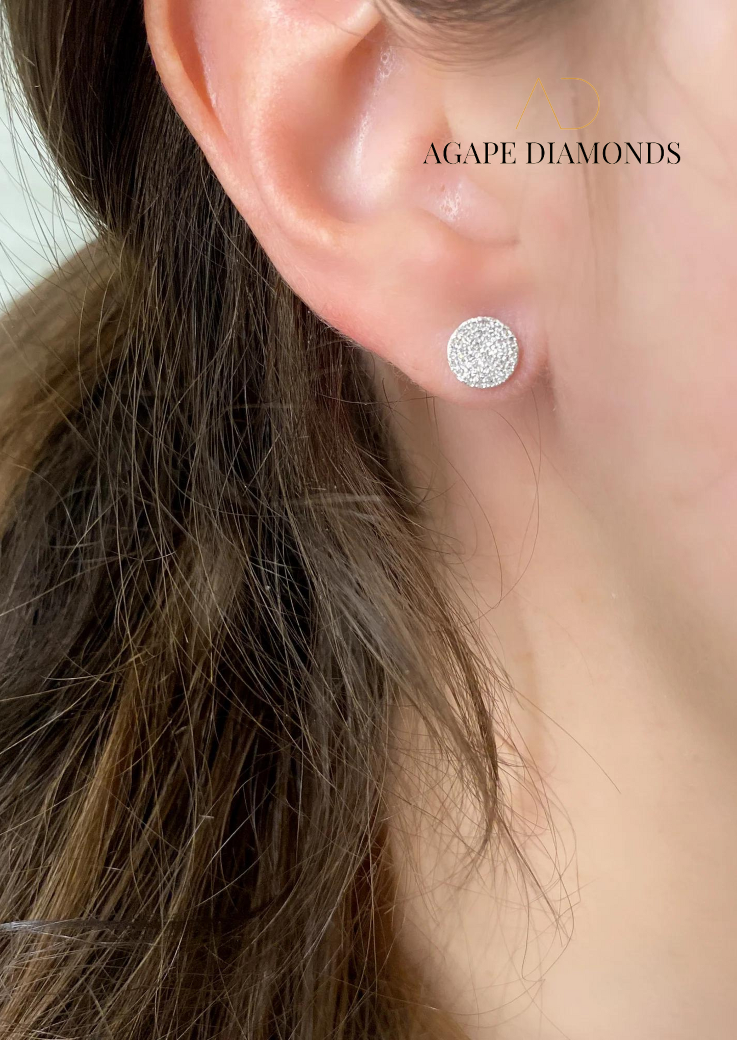 Agape Small Pave Diamond Disc Earrings