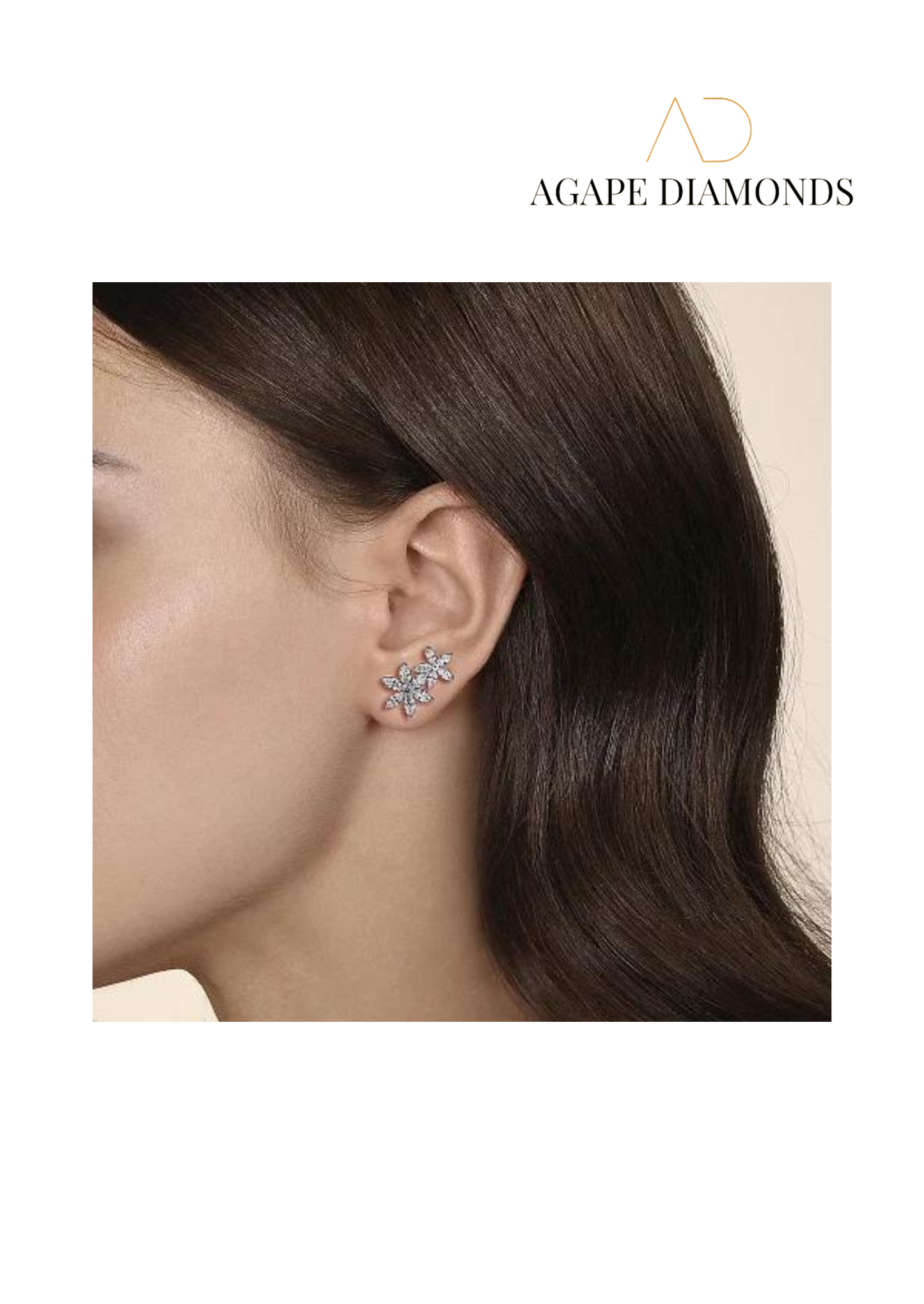 Agape Floral Earrings with Pear Shape Diamonds