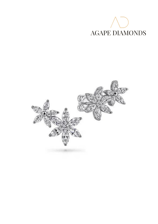 Agape Floral Earrings with Pear Shape Diamonds