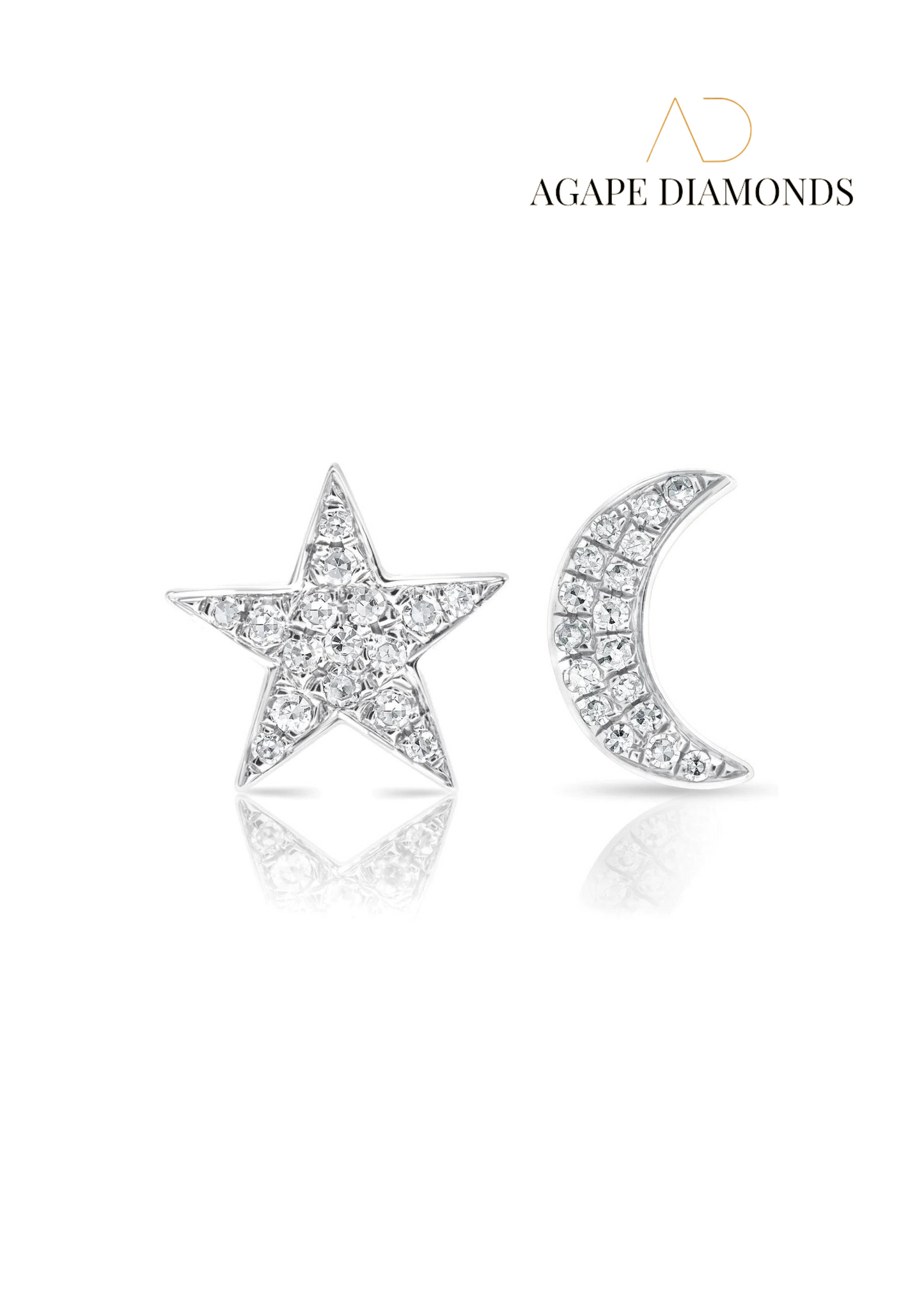 Agape Diamond Moon and Star Earrings