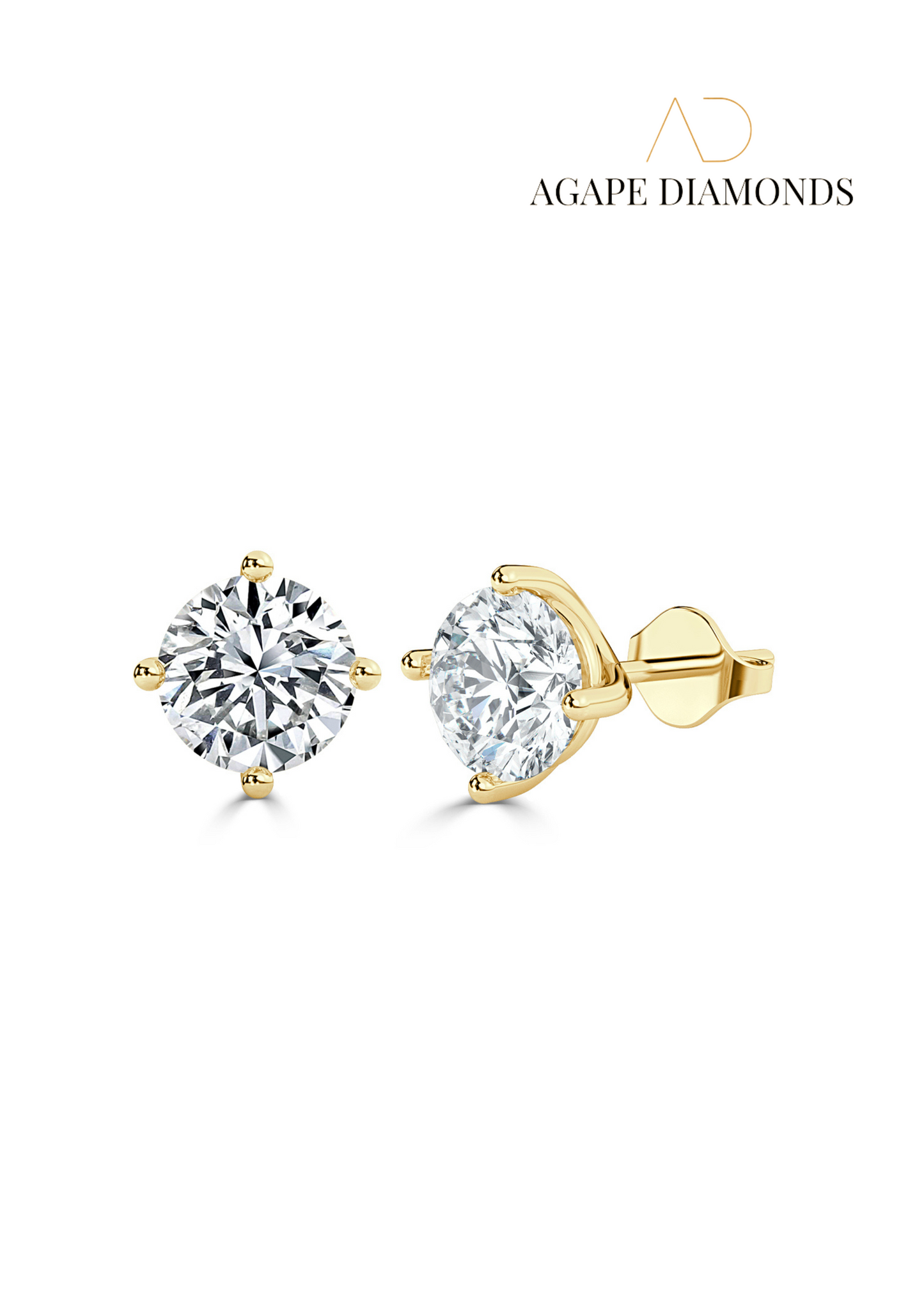 Agape Classic Round Cut Diamond Earrings(0.50 CT-2.0 CT)