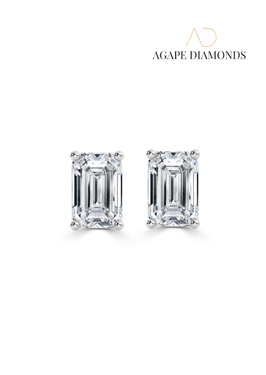 Agape Classic Emerald Cut Diamond Earrings(0.50 CT-2.0 CT)