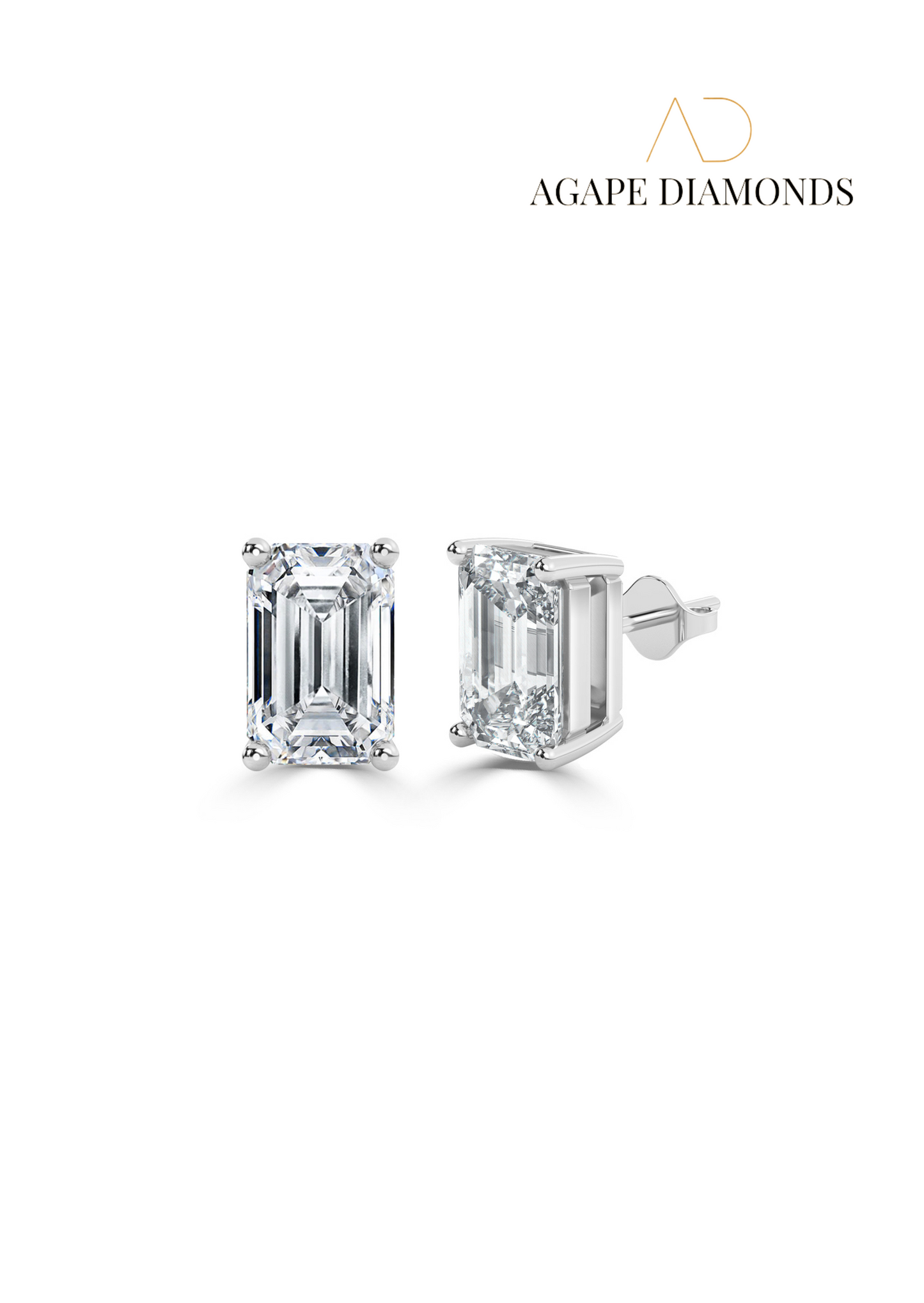 Agape Classic Emerald Cut Diamond Earrings(0.50 CT-2.0 CT)