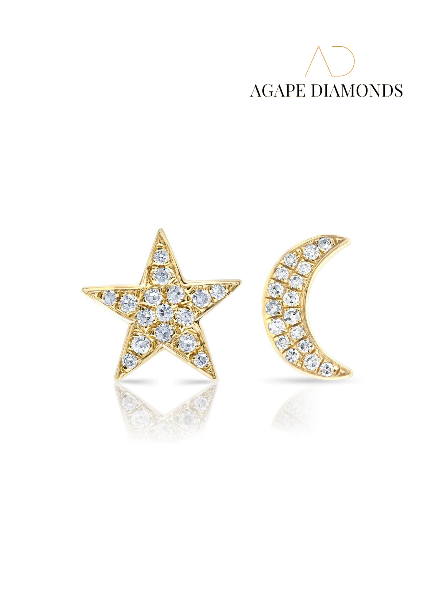 Agape Diamond Moon and Star Earrings