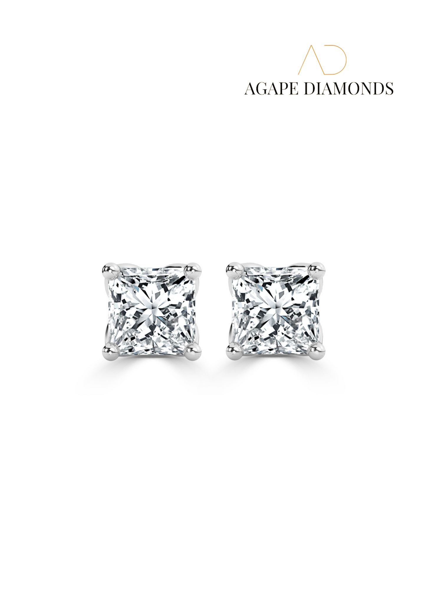 Agape Classic Princess Cut Diamond Earrings(0.50 CT-2.0 CT)