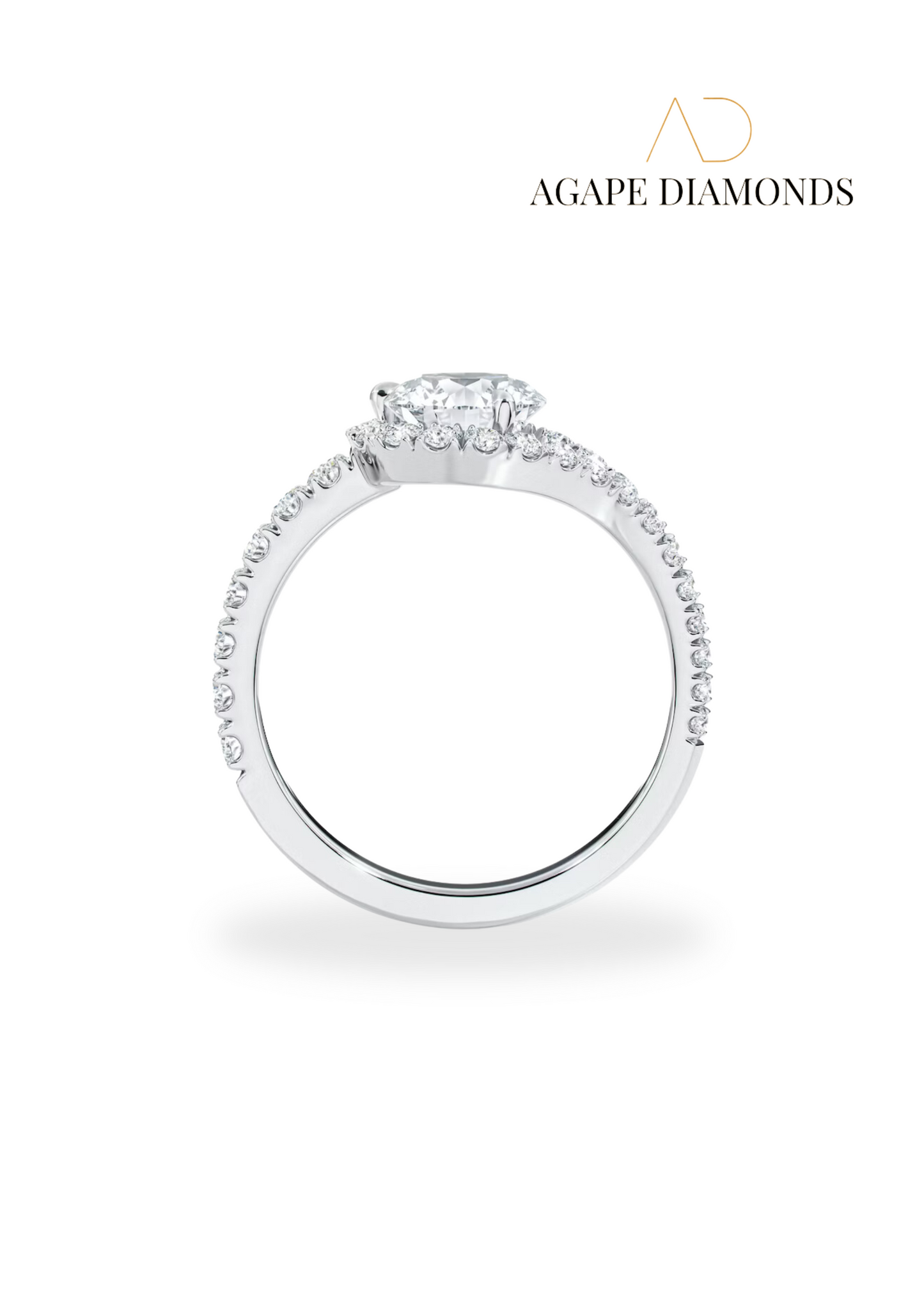 Agape Split Shank Halo Diamond Ring