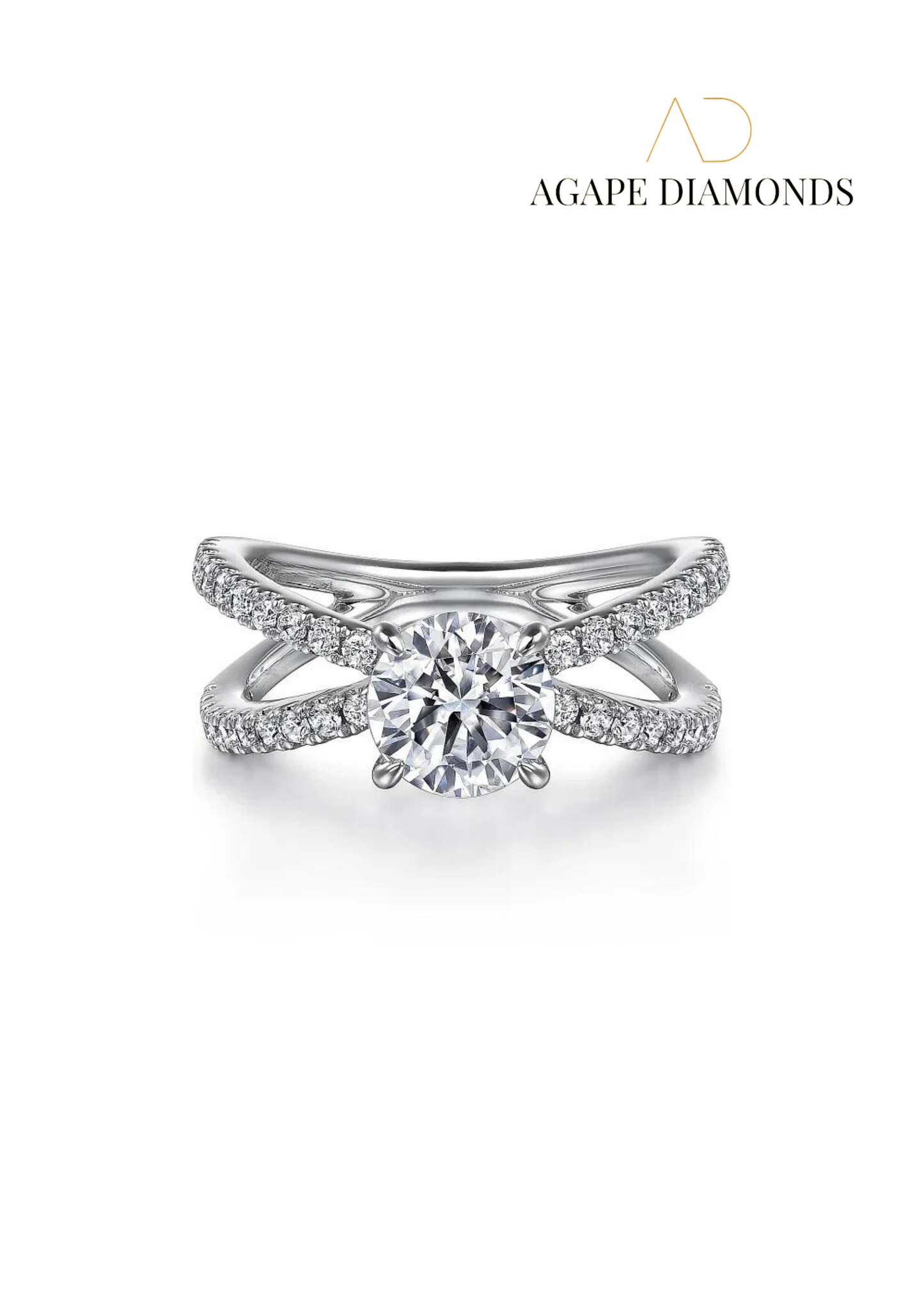 Agape Crossover Round Diamond Ring