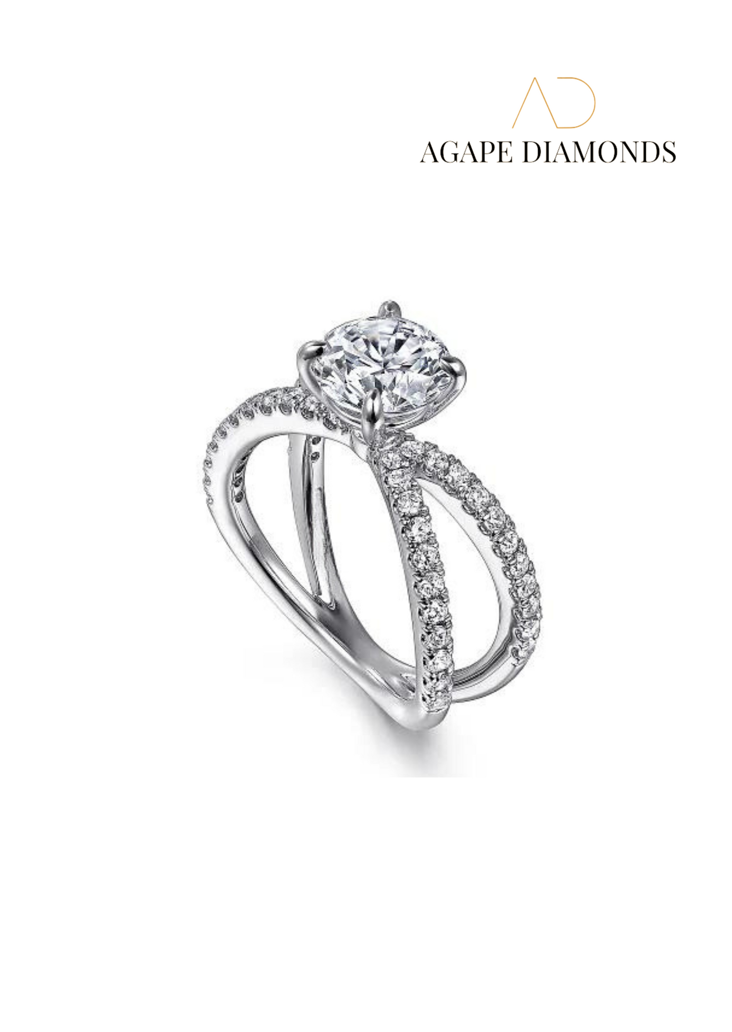 Agape Crossover Round Diamond Ring