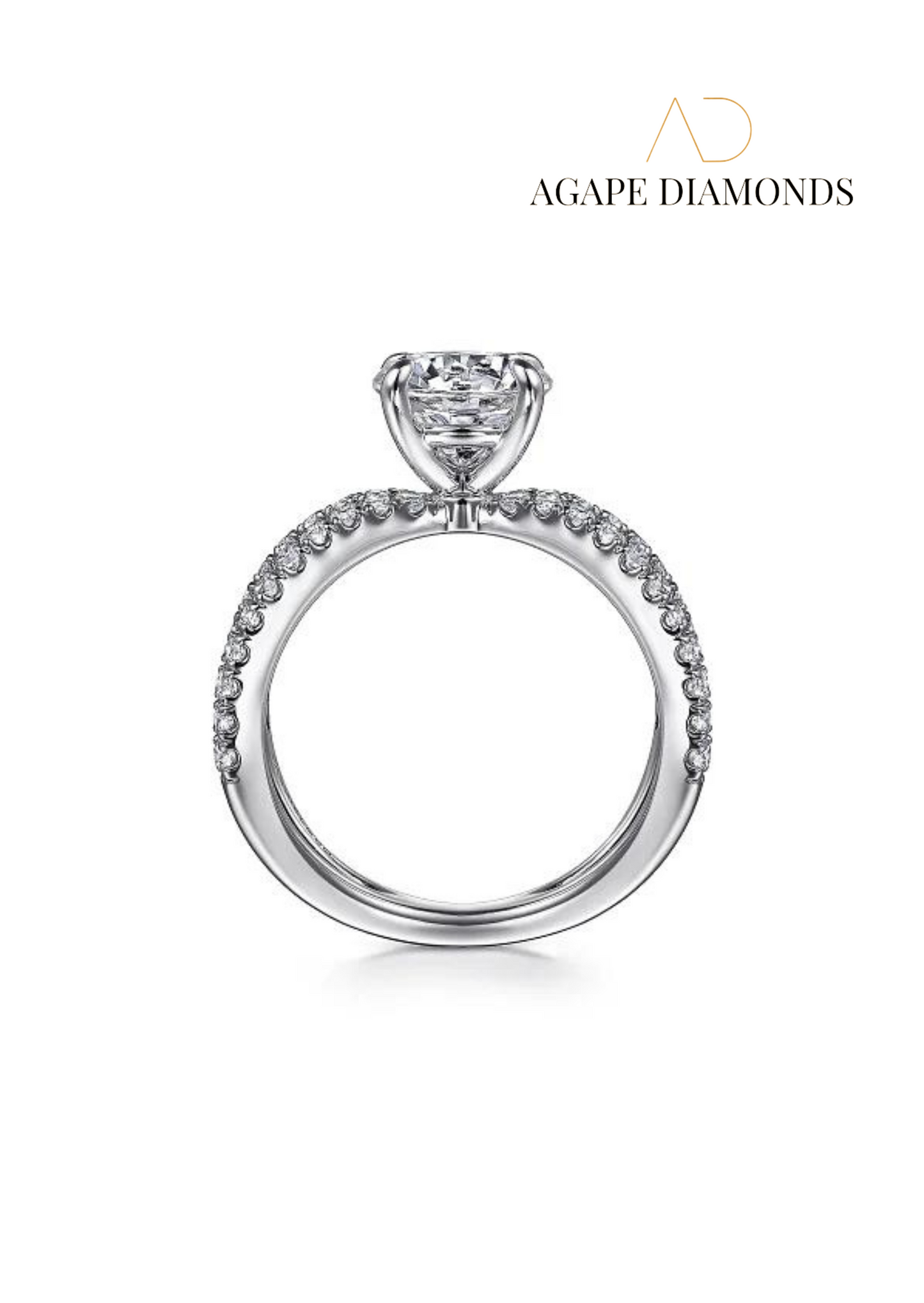 Agape Crossover Round Diamond Ring