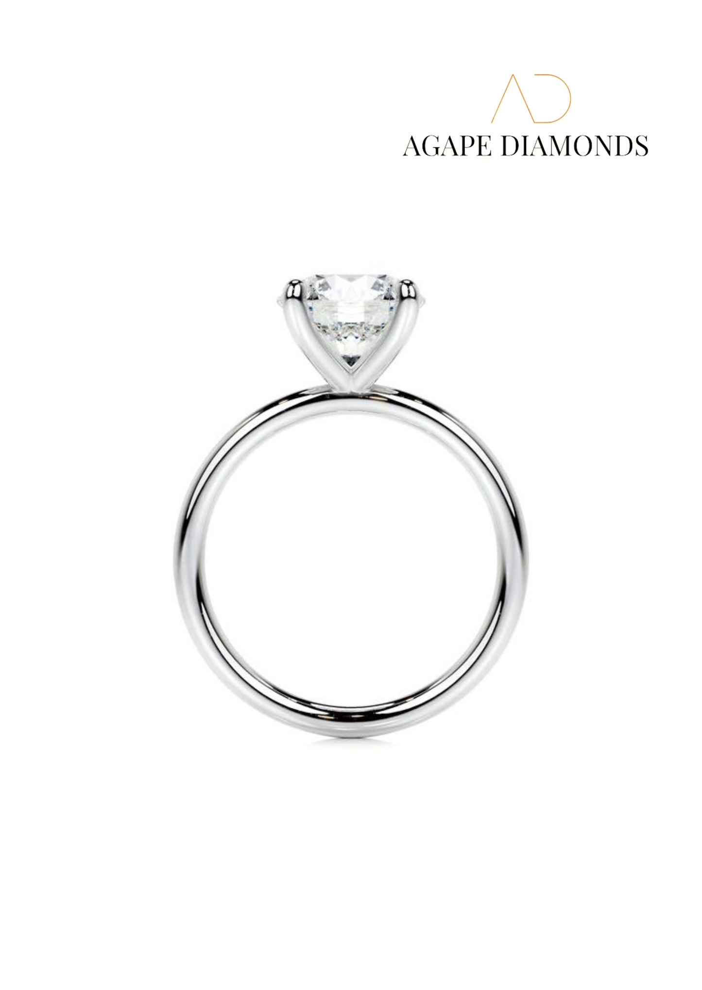 Agape Classic Round Cut Diamond Ring (0.5 - 2.0 CT)