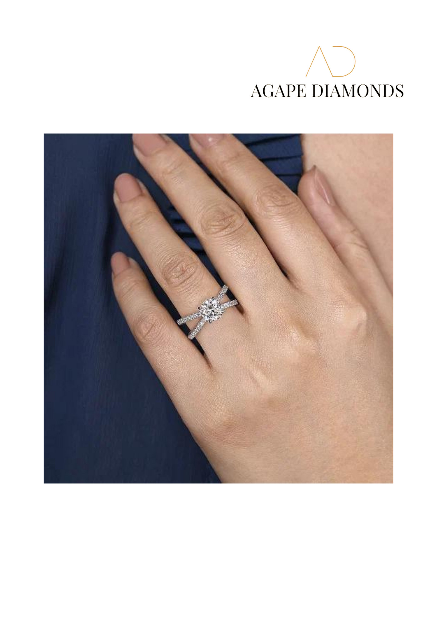 Agape Crossover Round Diamond Ring