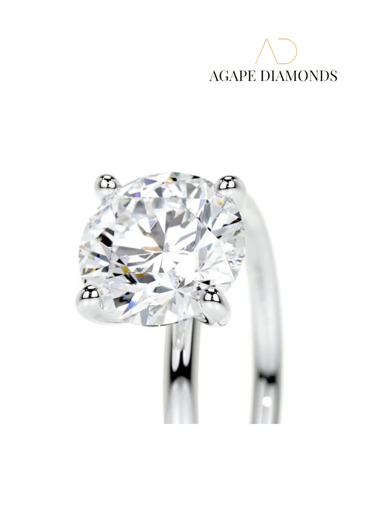 Agape Classic Round Cut Diamond Ring (0.5 - 2.0 CT)