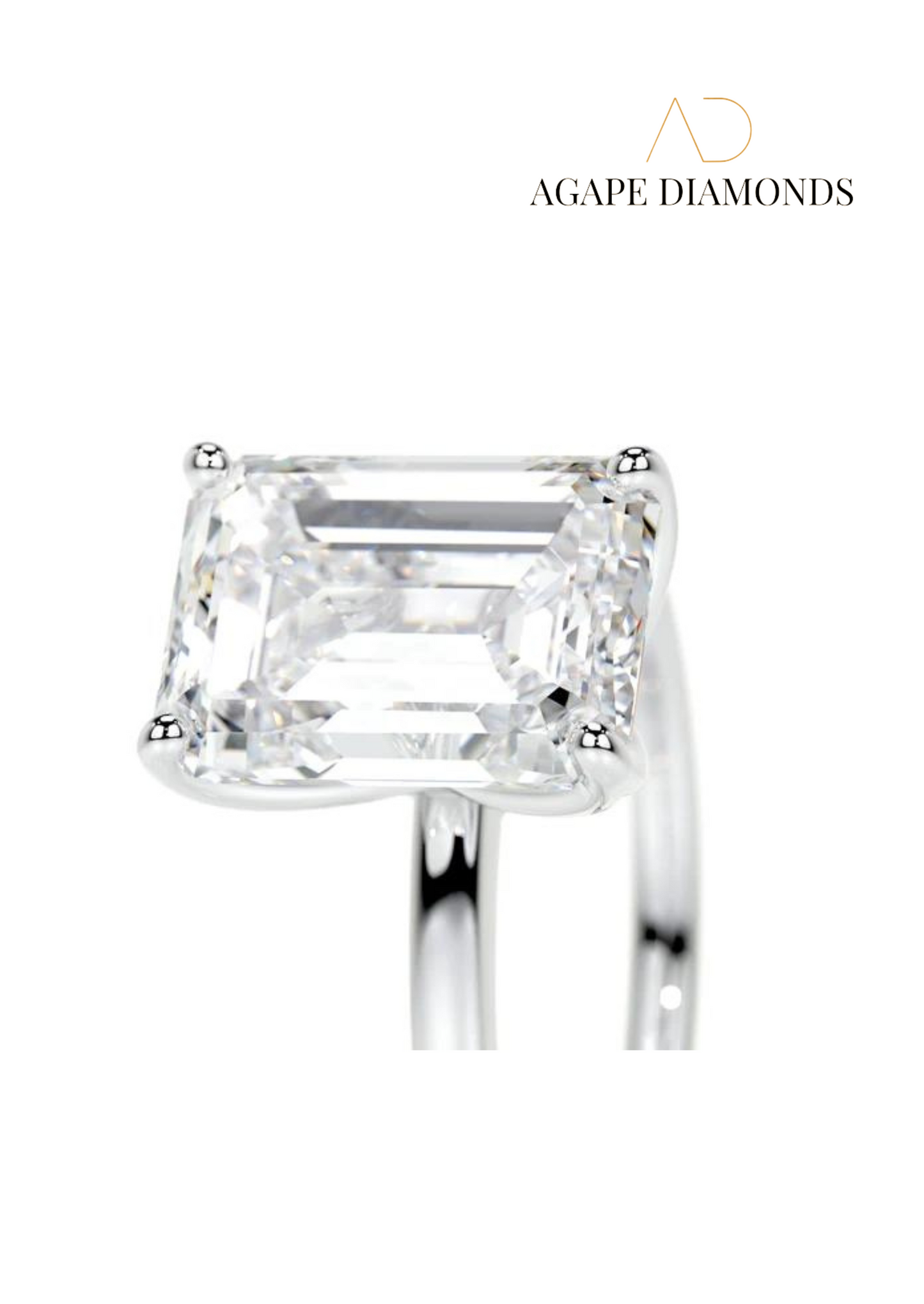 Agape Classic Emerald Cut Diamond Ring (0.5-2.0 CT)