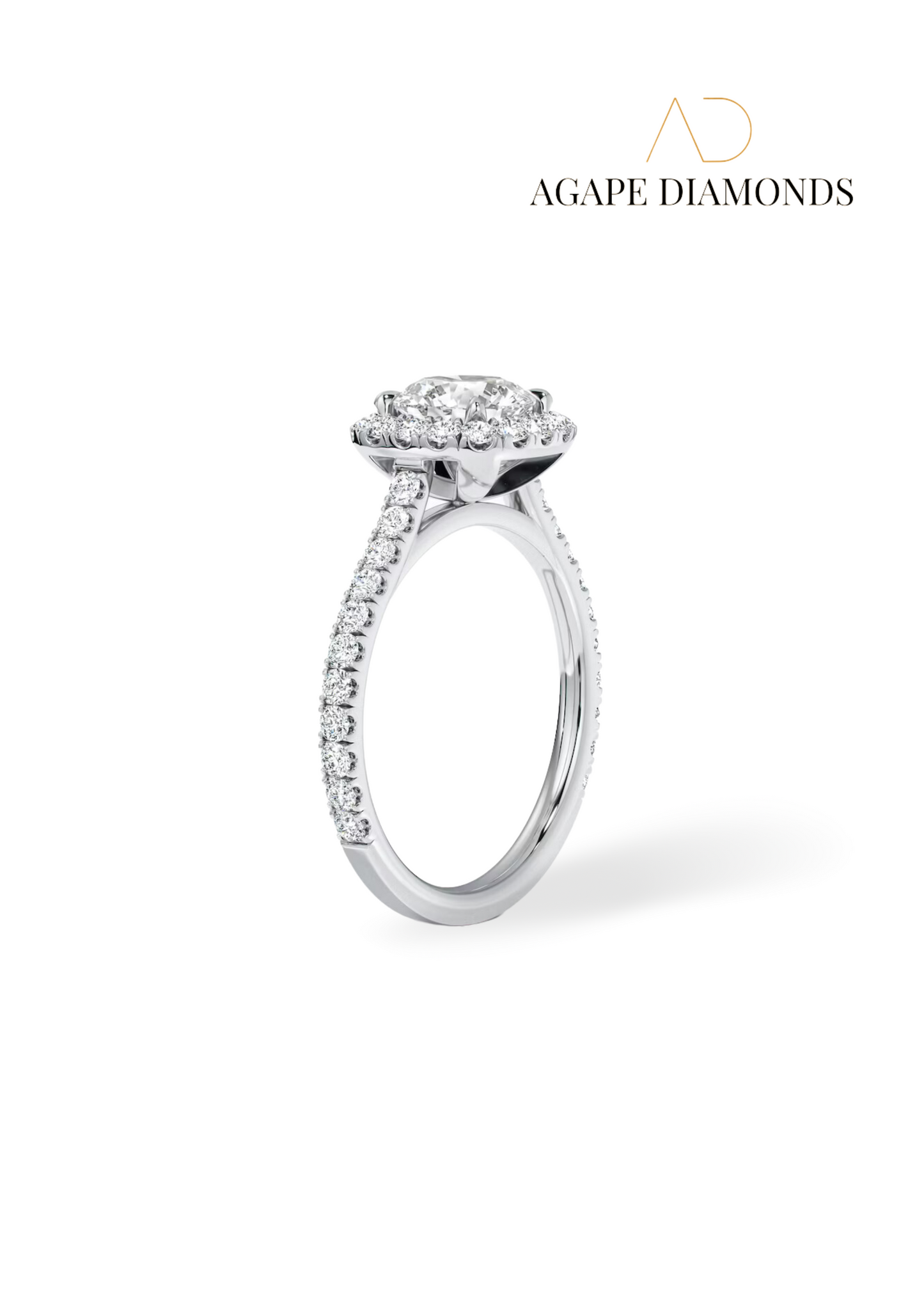 Agape French Pave Cushion Halo Diamond Ring