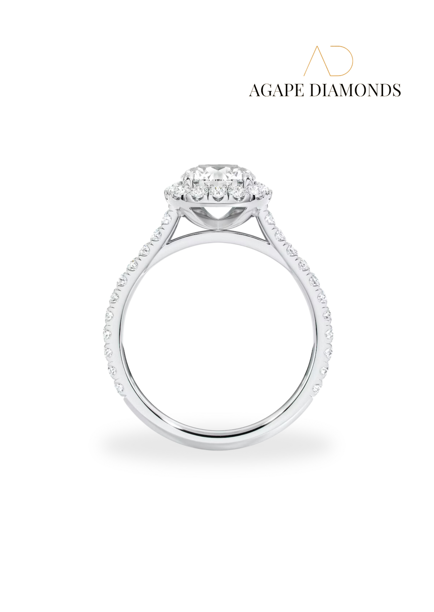 Agape French Pave Cushion Halo Diamond Ring