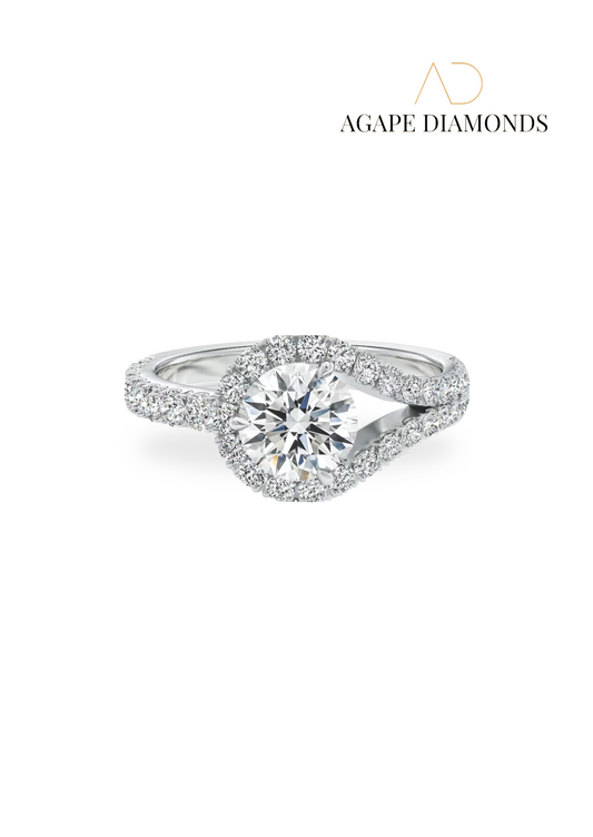 Agape Split Shank Halo Diamond Ring