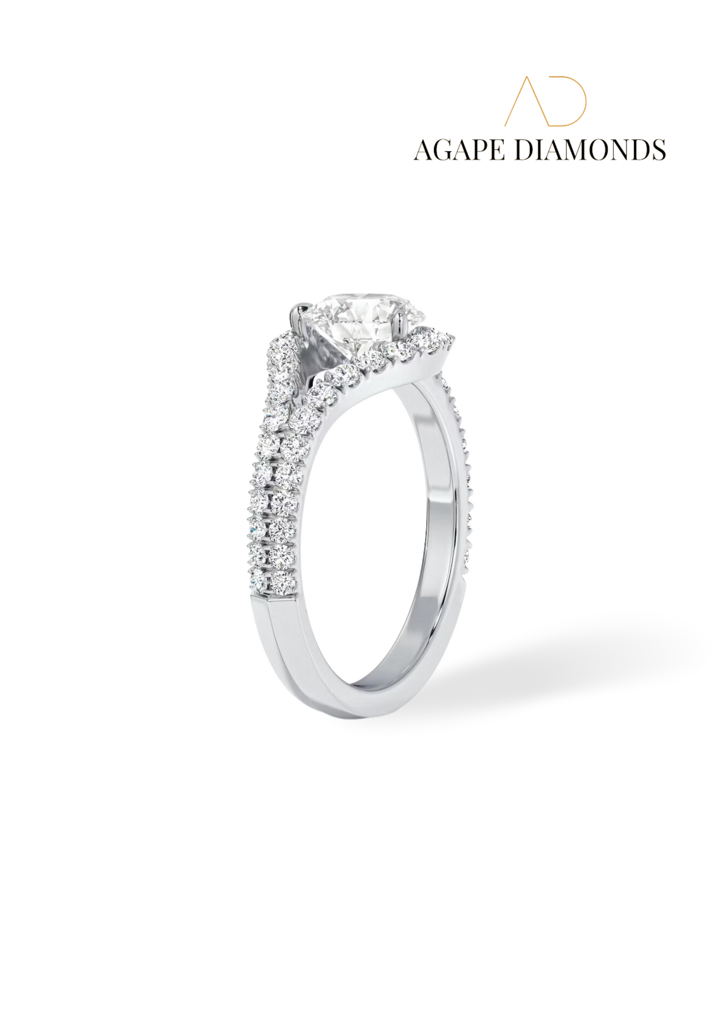 Agape Split Shank Halo Diamond Ring